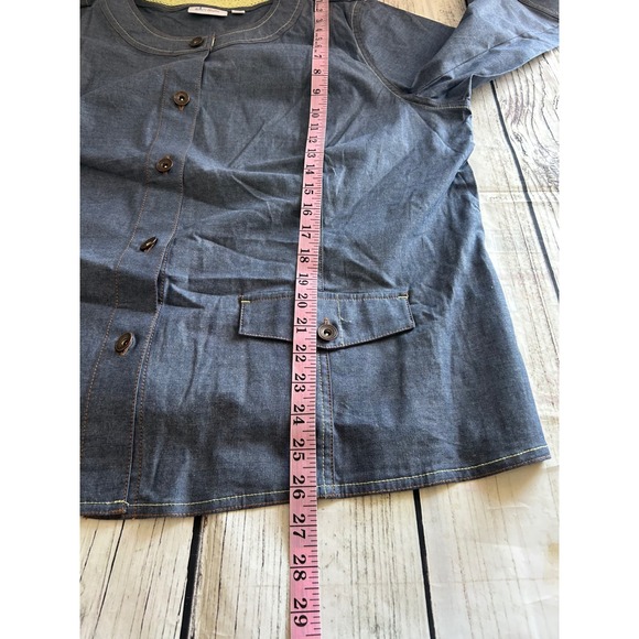 Denim & Co Womens Blue Denim Style 2 Piece Set Jacket and Cropped Pants Size 1X - Picture 7 of 11